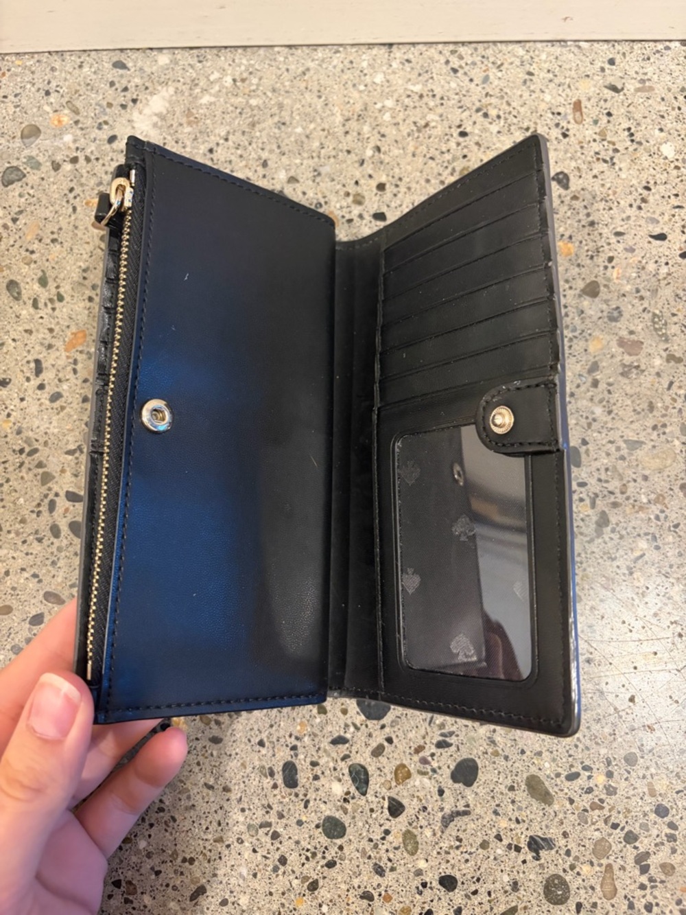 kate spade Black Wallet with White Trim and Gold Logo - Picture 4 of 4